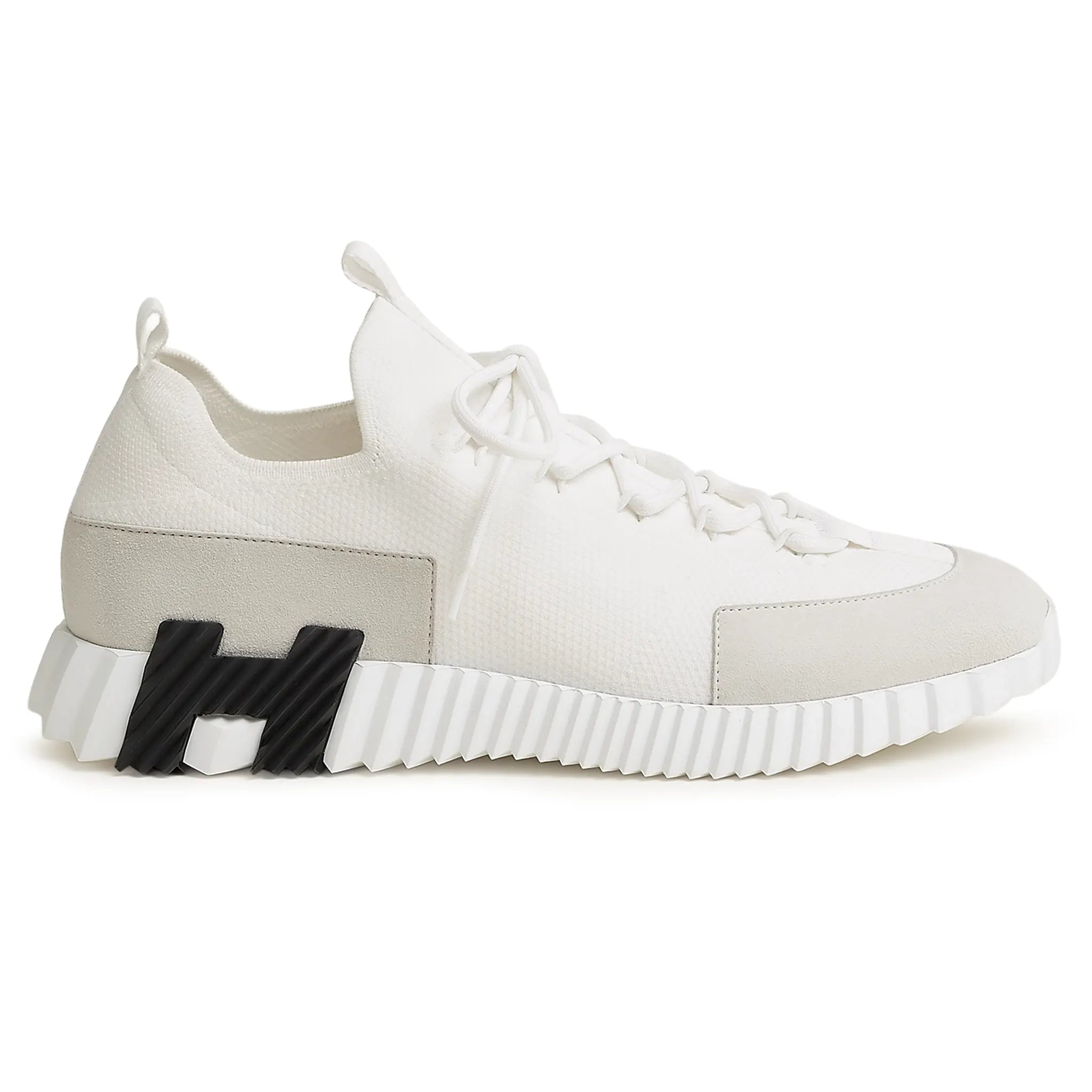 Side View of Hermès Paris Lift Slip On White Sneaker H252858ZH90430